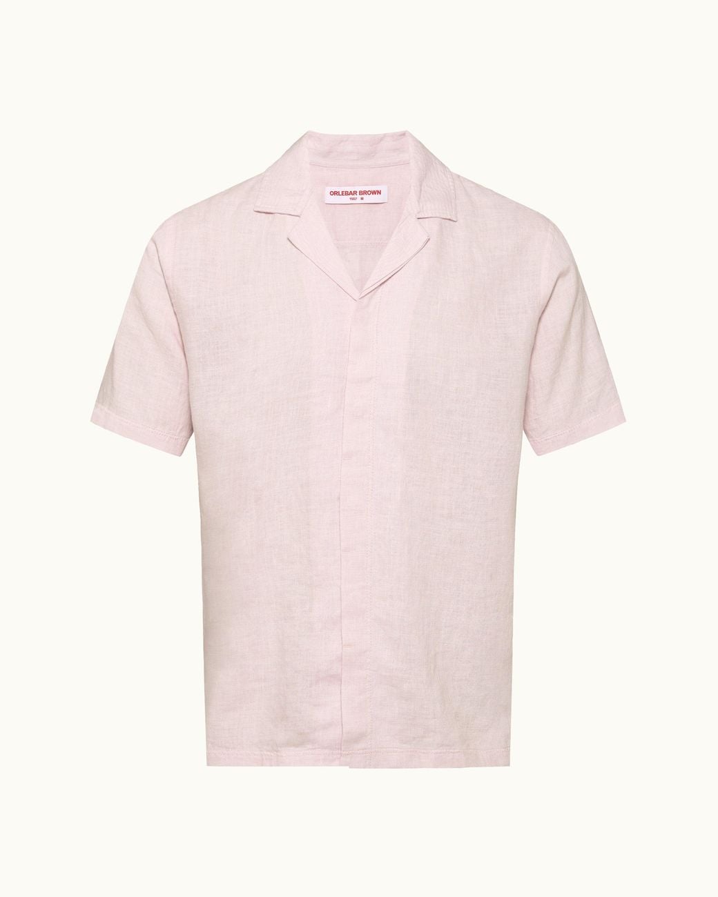Orlebar Brown Luxury Relaxed Fit Short Sleeve Shirtpink Shirt for men