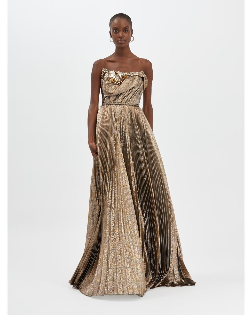 Gold lame evening gown sale