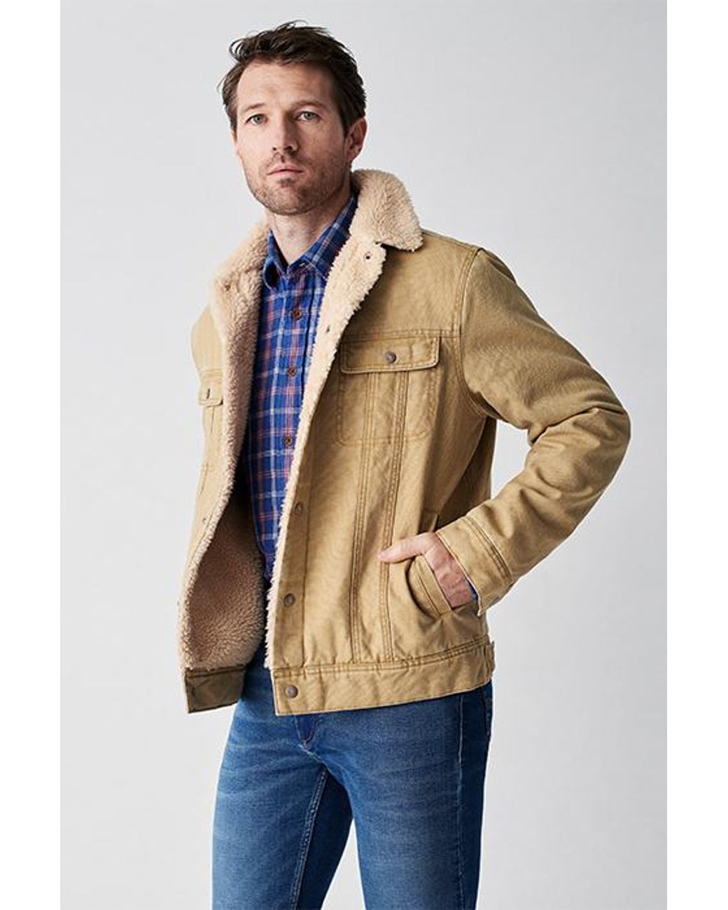 Faherty Sherpa Stormrider Jacket Vintage Wheat in Blue for Men | Lyst