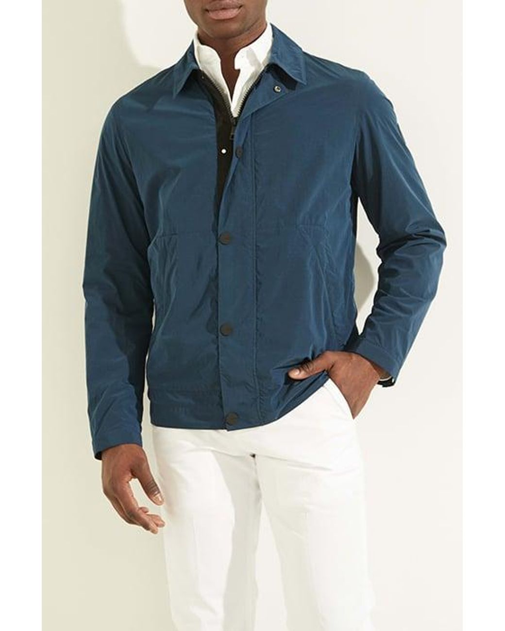 MARCIANO BY GUESS Tech Jacket Silk Blue for Men | Lyst