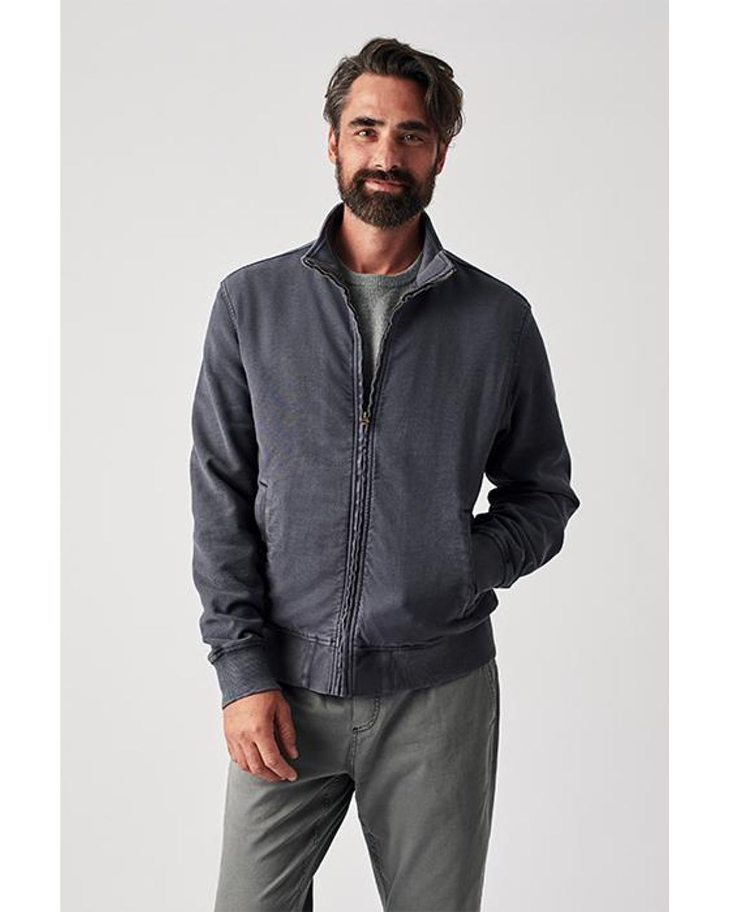 Faherty Stretch Terry Tanker Jacket Navy in Blue for Men Lyst