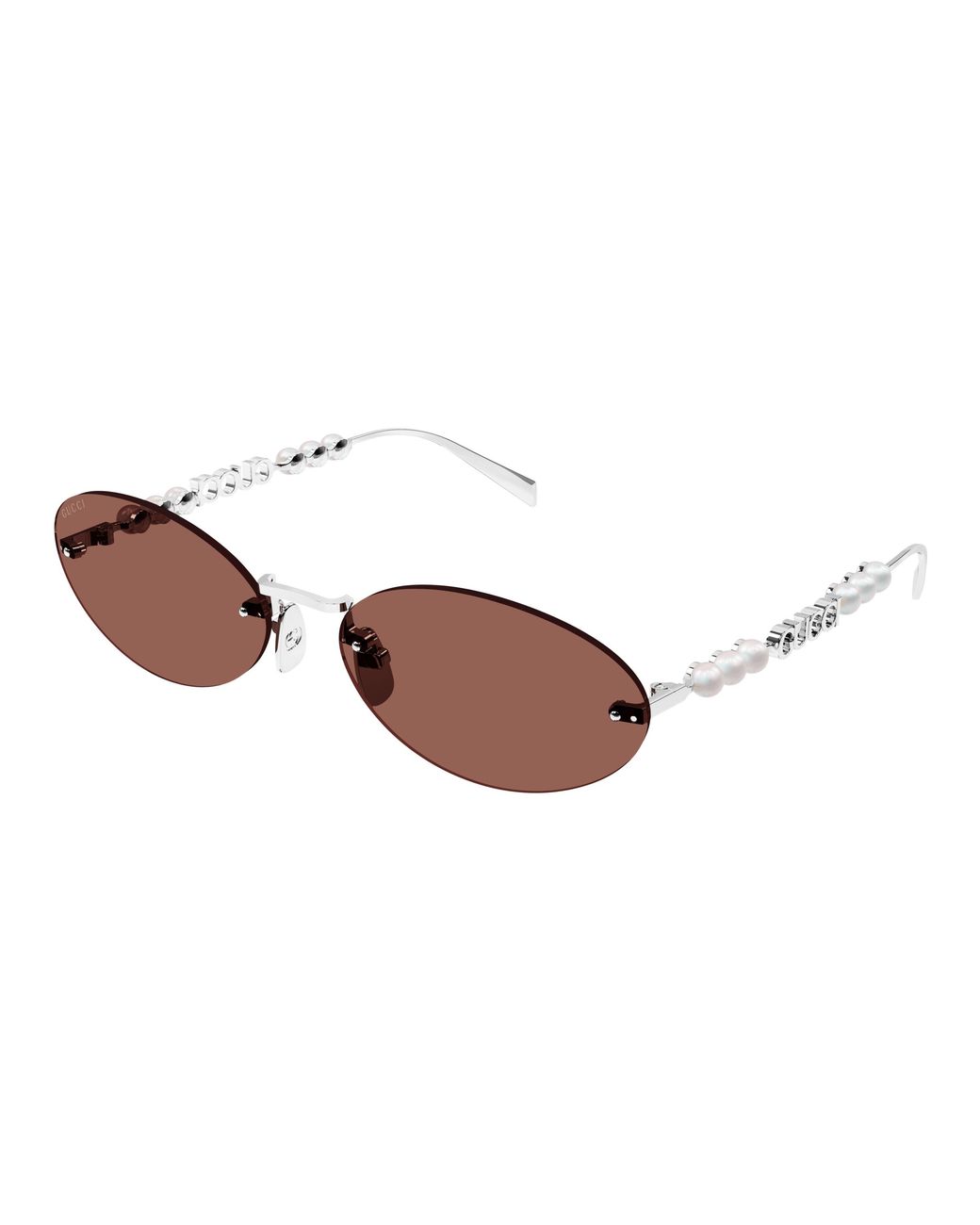 Gucci Black Gg1922S Rimless Oval Pearl Sunglasses