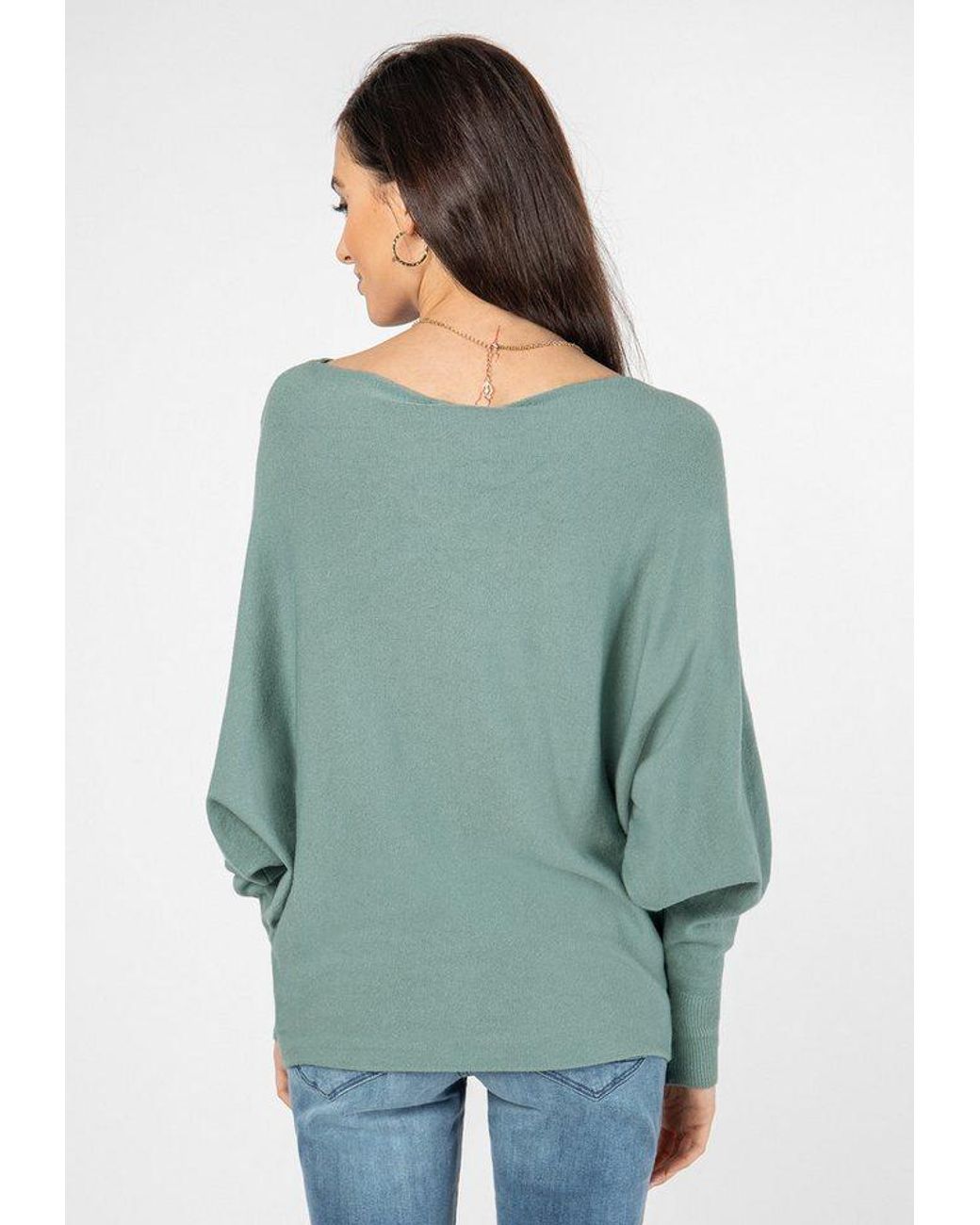 Sublevel Green Strickpullover Strickpullover Fledermaus