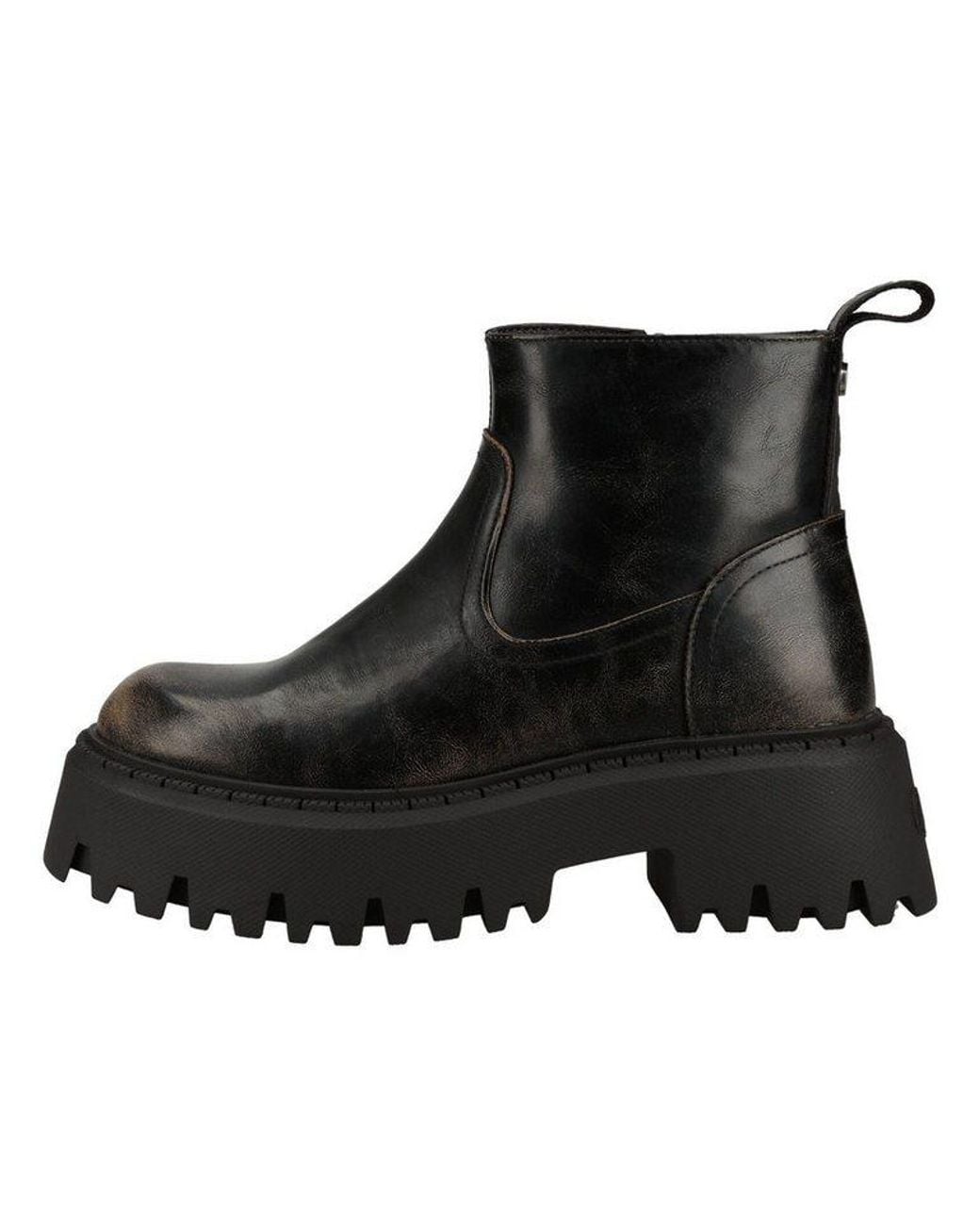 Buffalo Black Stiefelette Lederimitat Stiefelette