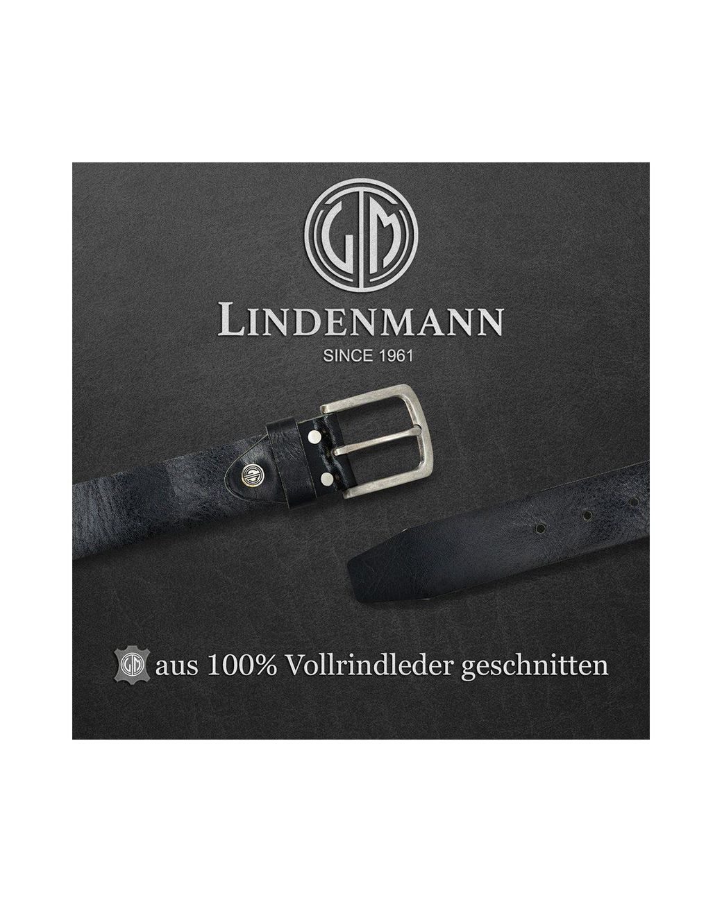 Lindenmann Ledergürtel in Black für Herren