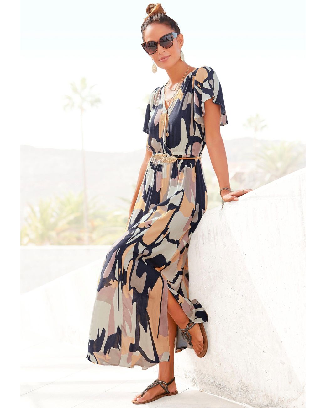 Mode Jurken Volante jurken Lascana Volante jurk volledige print casual uitstraling 