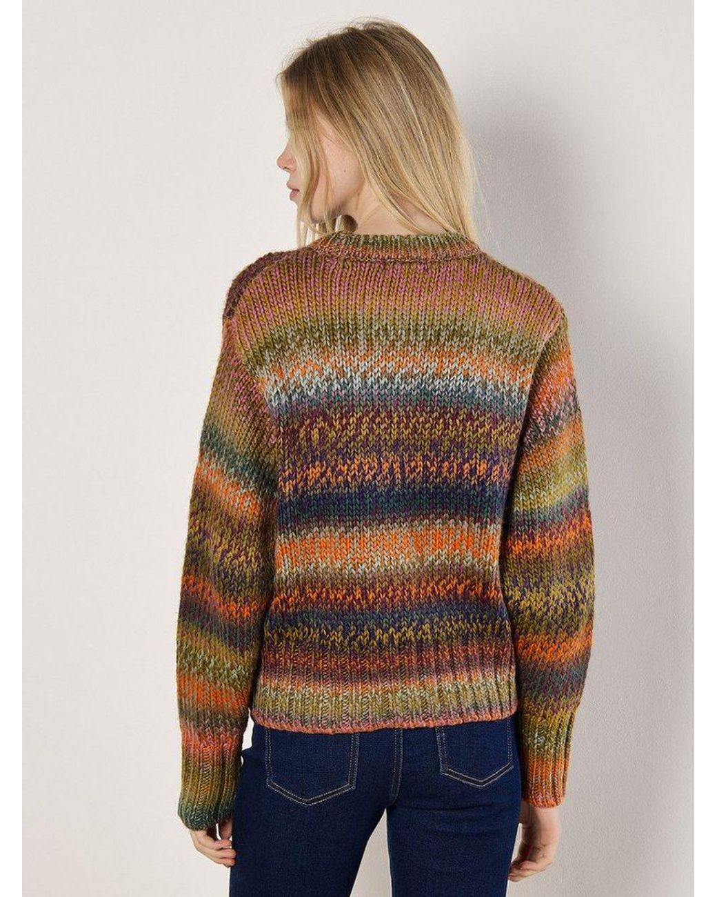 Apricot Blue Strickpullover Pullover Aus Grobstrick