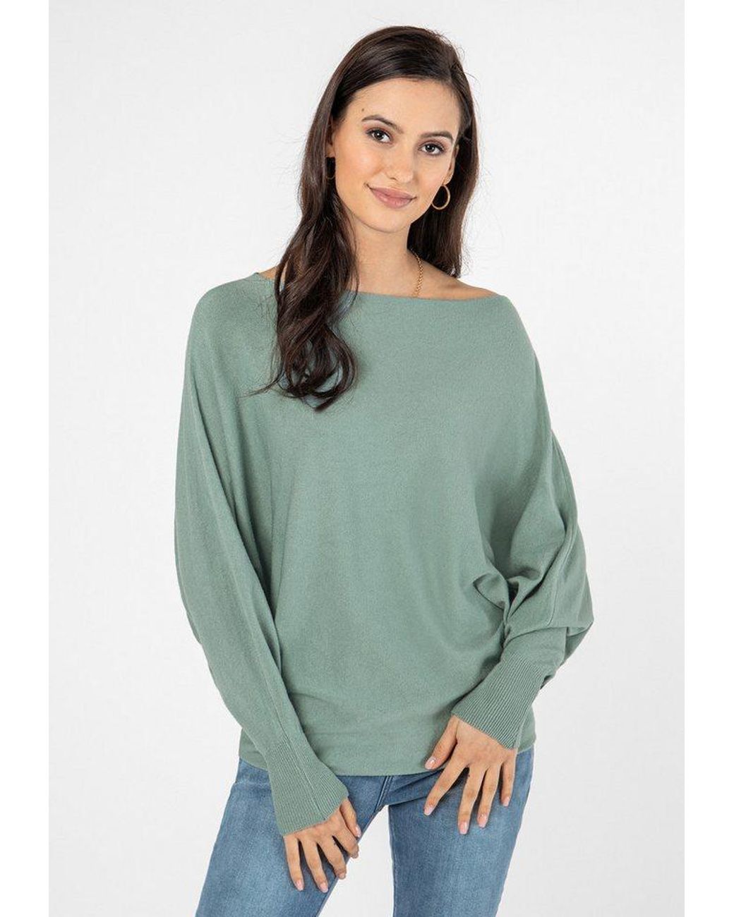 Sublevel Green Strickpullover Strickpullover Fledermaus