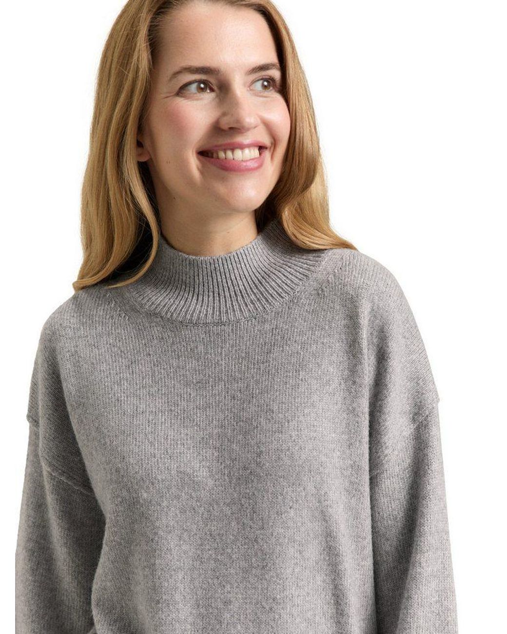 Tom Tailor Gray Strickpullover Mit Rippbündchen