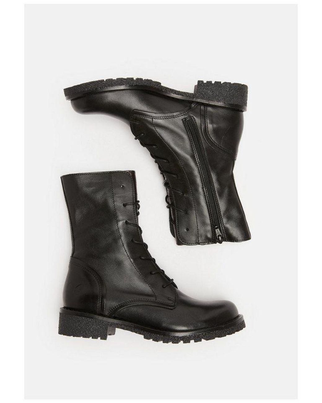 Felmini Black Stiefelette Leder Schnürstiefelette