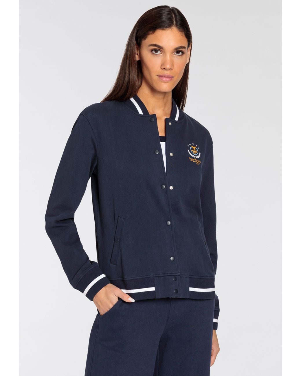 Delmao Sweatshirt -Jacke mit Druckknöpfen im sportiven Stil in Blau | Lyst  DE