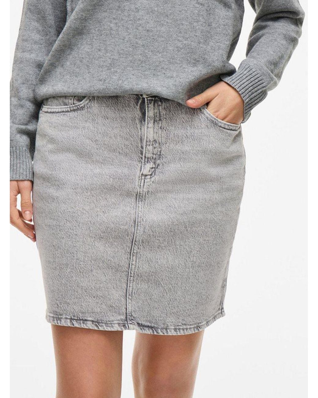Vila Gray Jeansrock Vikaja Jaf Lbd Denim Skirt- Noos