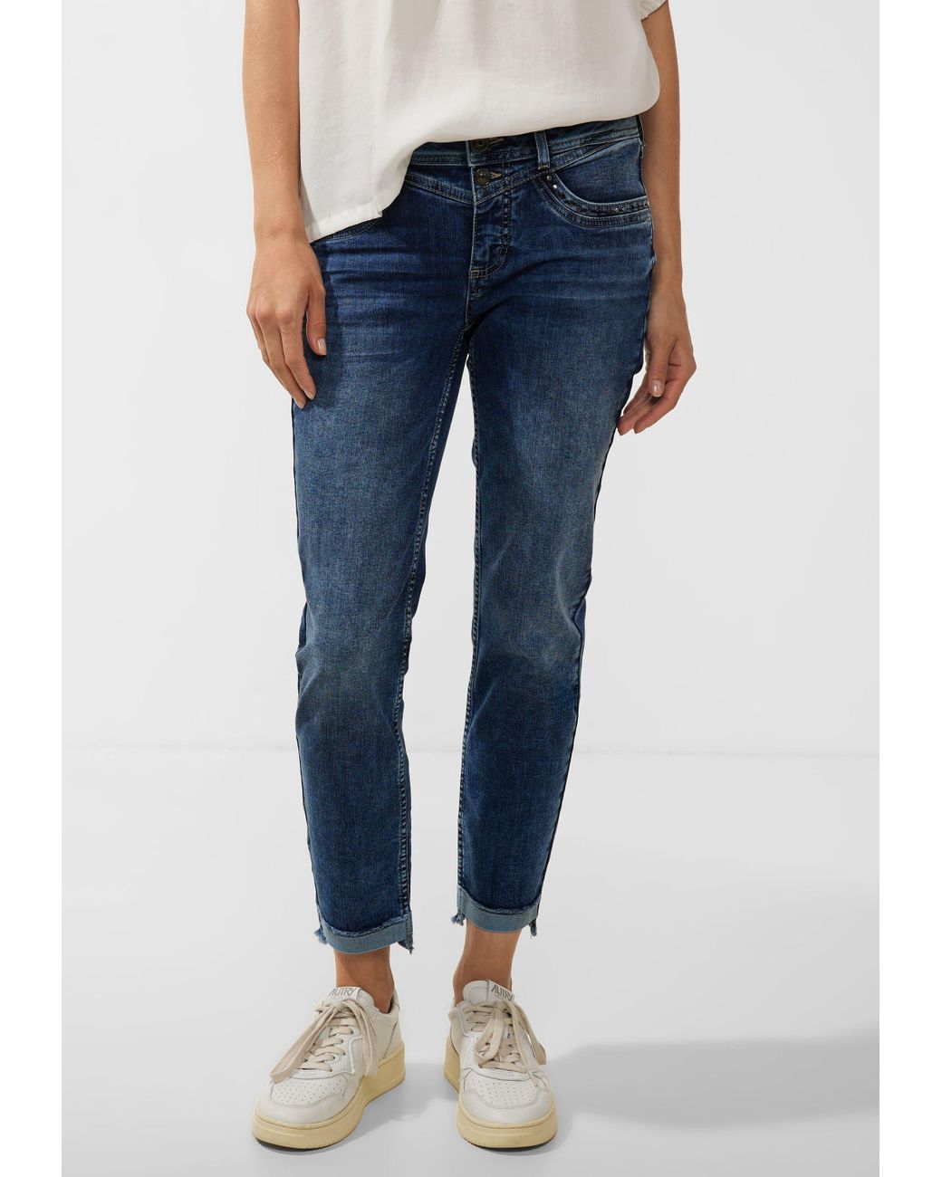 Street One Bequeme | Casual in Indi Fit Jeans Blau DE Lyst Authentic Fransen Deep in (1-tlg)