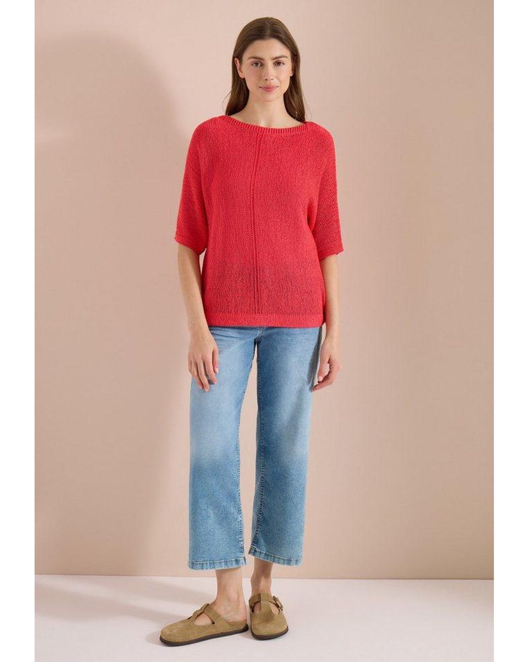 Cecil Red 3/4 Arm-Pullover Mit 3/4 Ärmeln