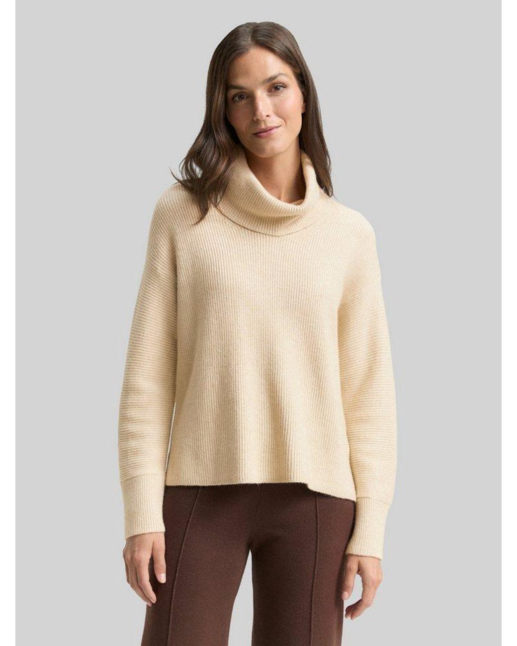 Tom Tailor Natural Strickpullover Pullover & Strickjacken Oversize Rollkragenpullover