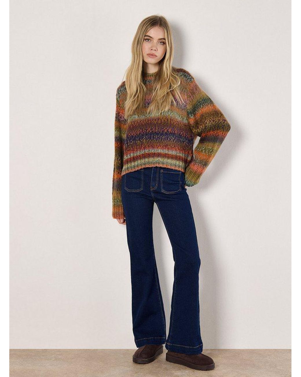 Apricot Blue Strickpullover Pullover Aus Grobstrick