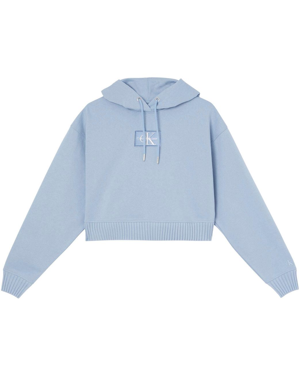 Calvin Klein Kapuzensweatshirt BADGE WIDE SLEEVES CROP HOODIE mit Calvin  Klein Markenlogo auf der Brust in Blau | Lyst DE