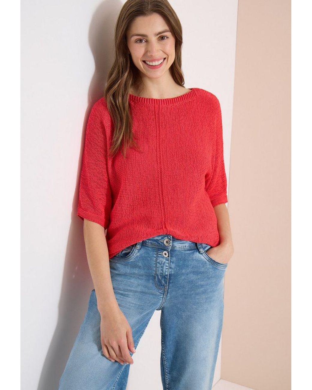 Cecil Red 3/4 Arm-Pullover Mit 3/4 Ärmeln