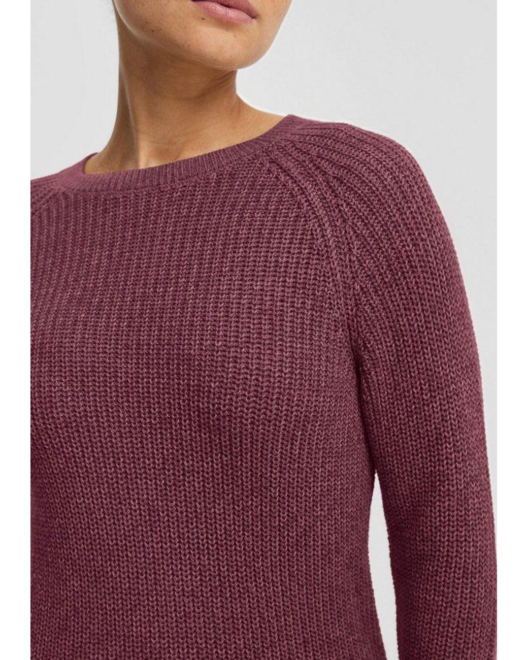 QS Purple Longpullover Strickpullover Melierter Strickpullover Mit Raglanärmeln