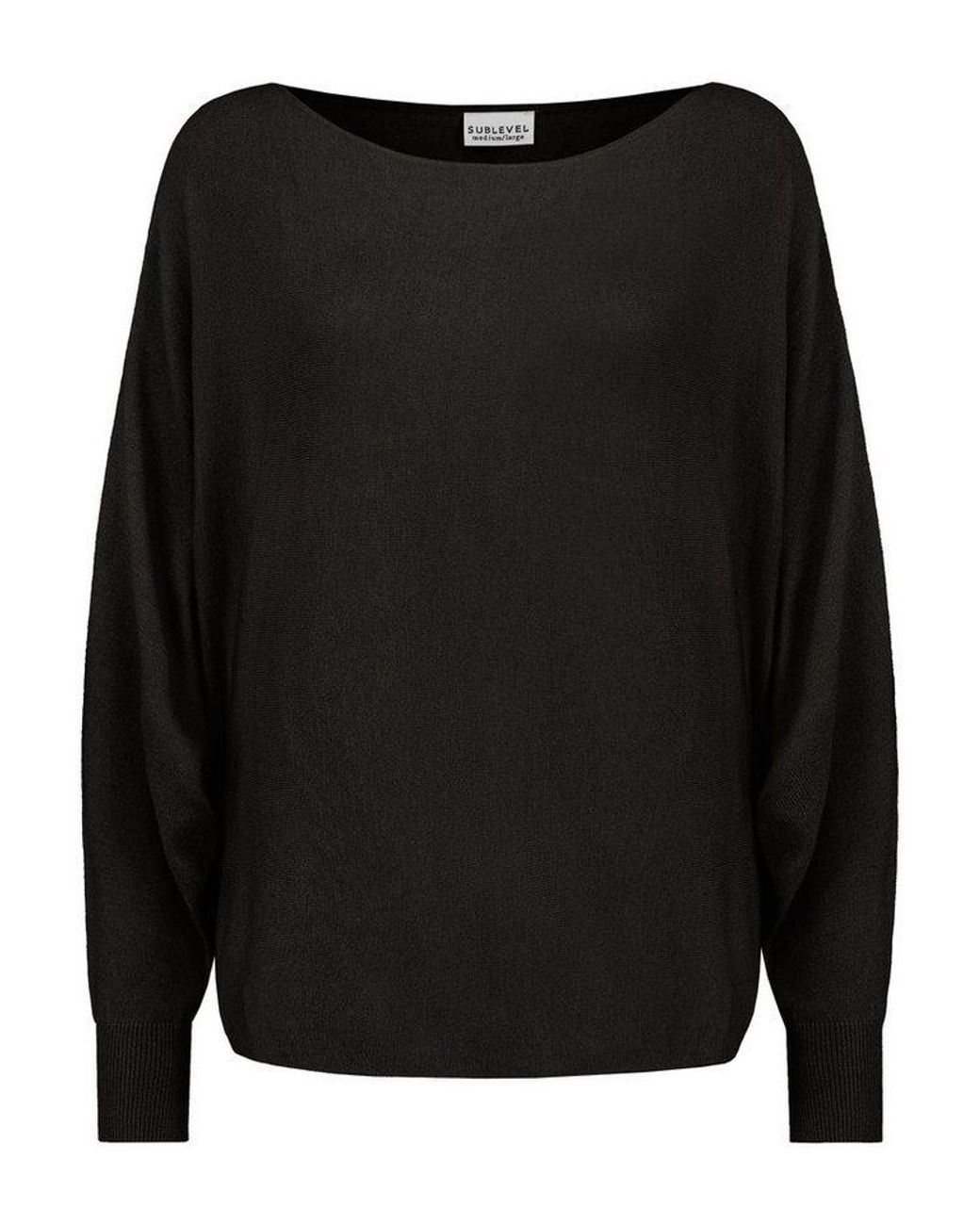 Sublevel Black Strickpullover Strickpullover Fledermaus