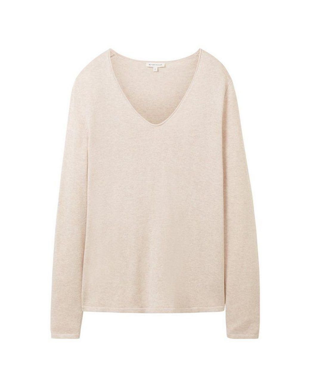 Tom Tailor Natural Strickpullover Pullover & Strickjacken Strickpullover Mit V-Ausschnitt