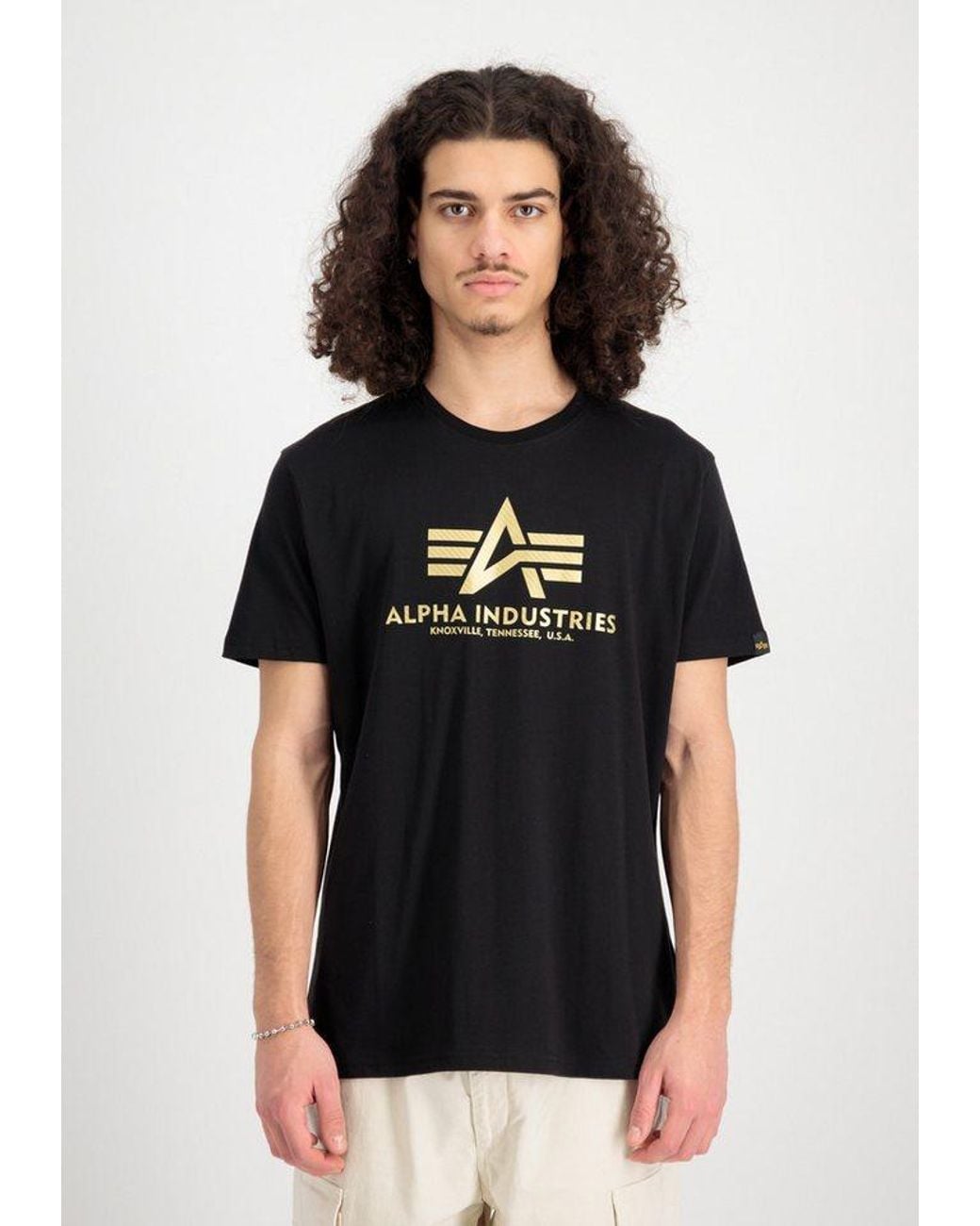 Alpha Industries Rundhalsshirt Basic T Carbon in Black für Herren