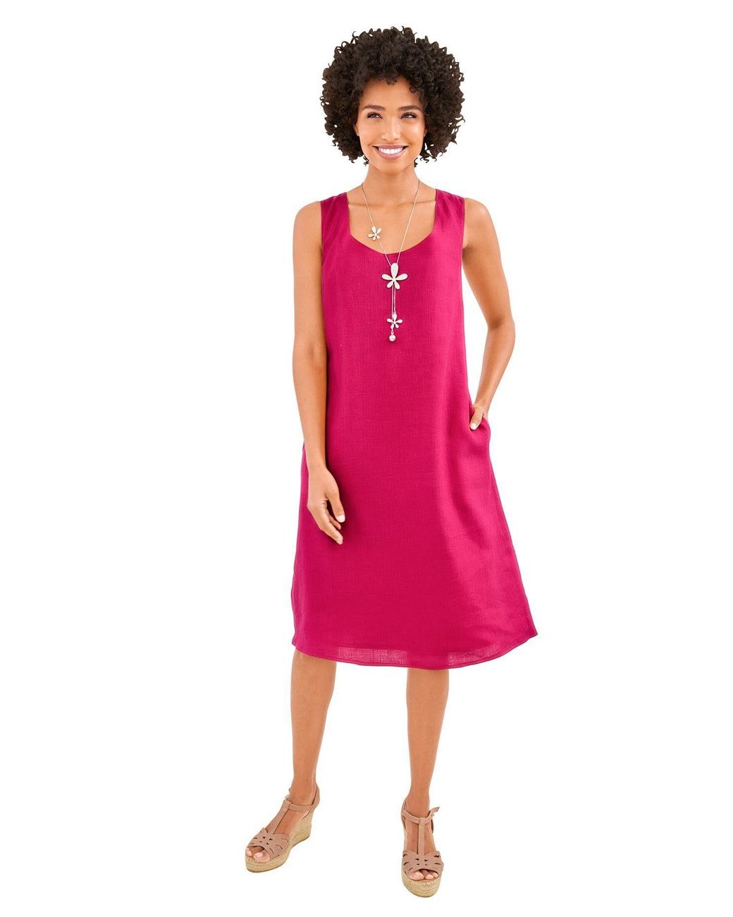 heine Sommerkleid Leinen-Kleid in Pink | Lyst DE