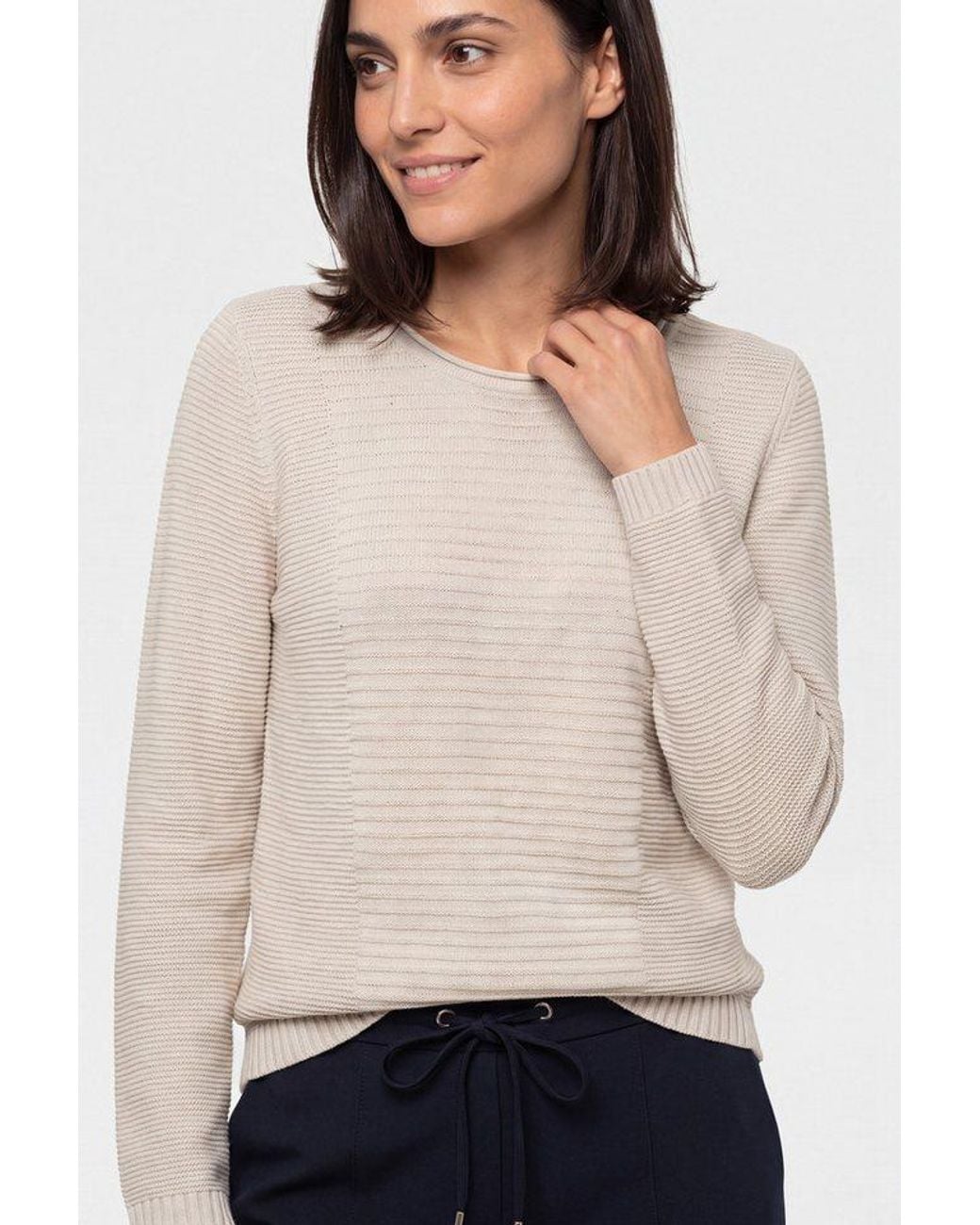 Olsen Natural Strickpullover Mit Strukturstrick
