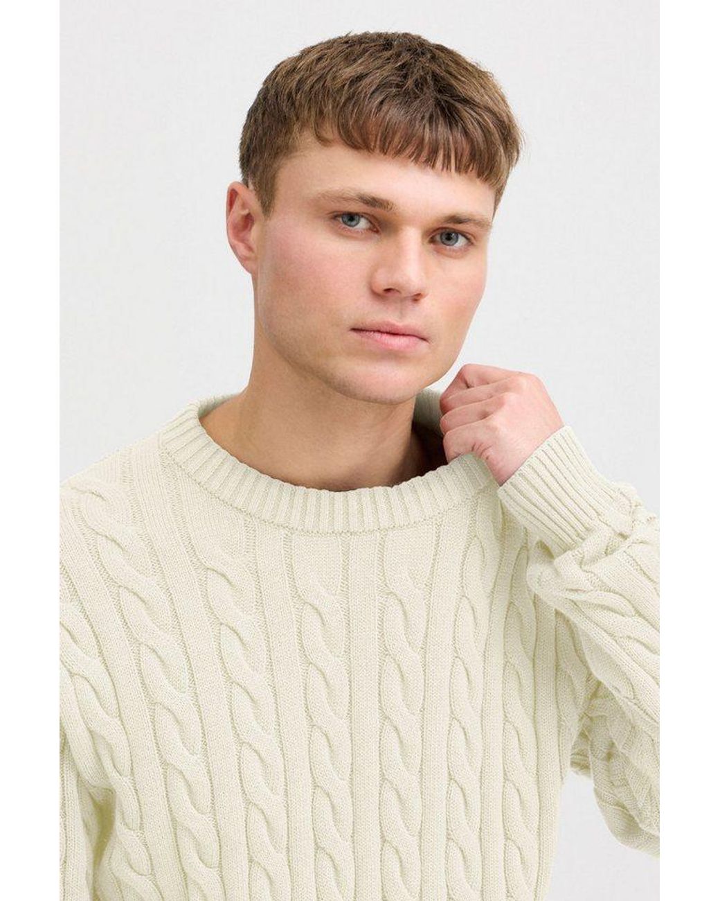 Solid Strickpullover Sdmalcolm Schöner Strickpullover Mit Zopfmuster in White für Herren
