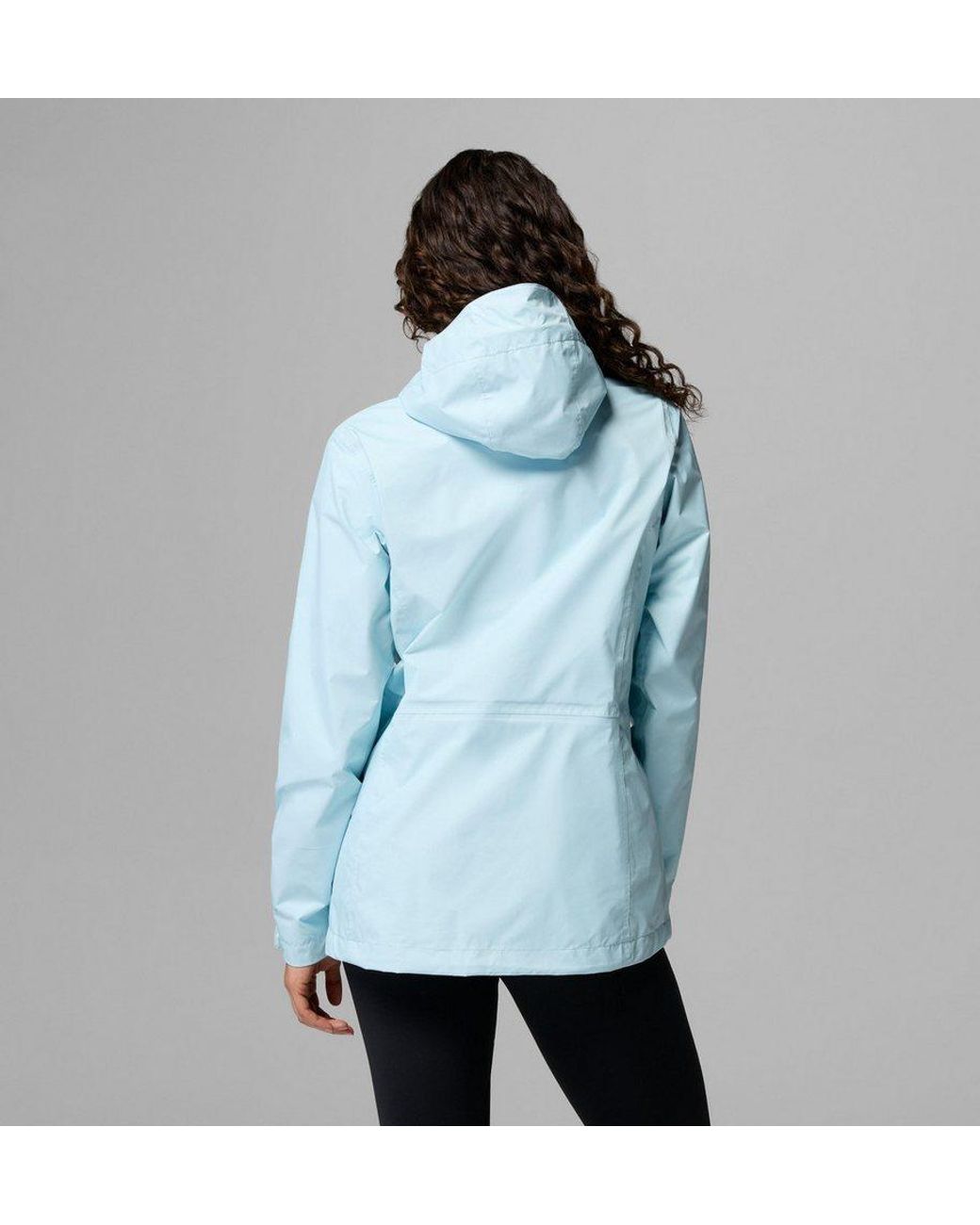 Columbia Blue Regenjacke Pouring Adventure Iii Jacket Mit Per Gummizug Verstellbarer Kapuze, Wasserdicht, Winddicht