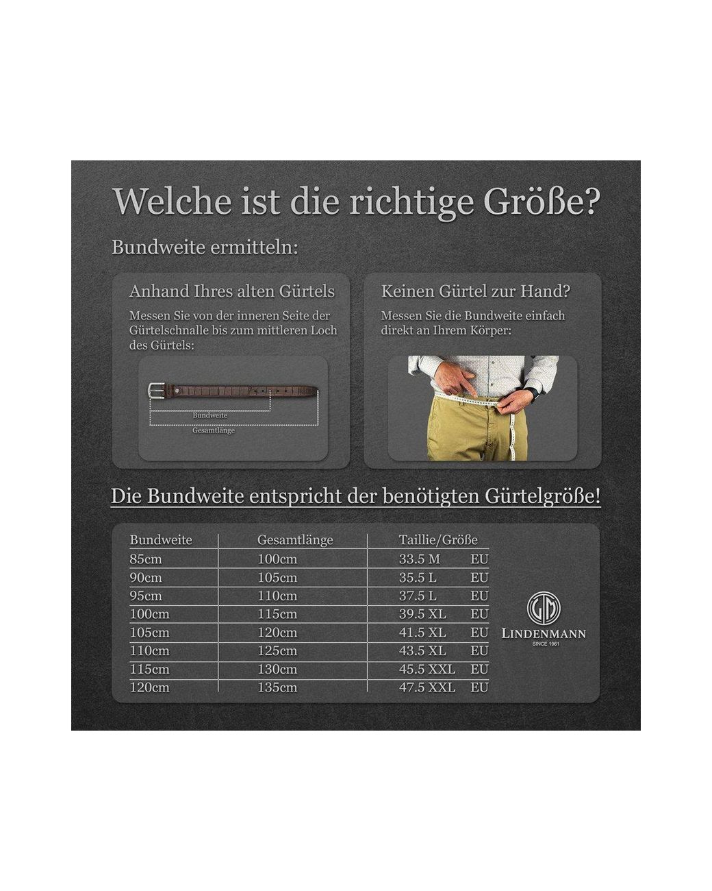 Lindenmann Ledergürtel in Orange für Herren