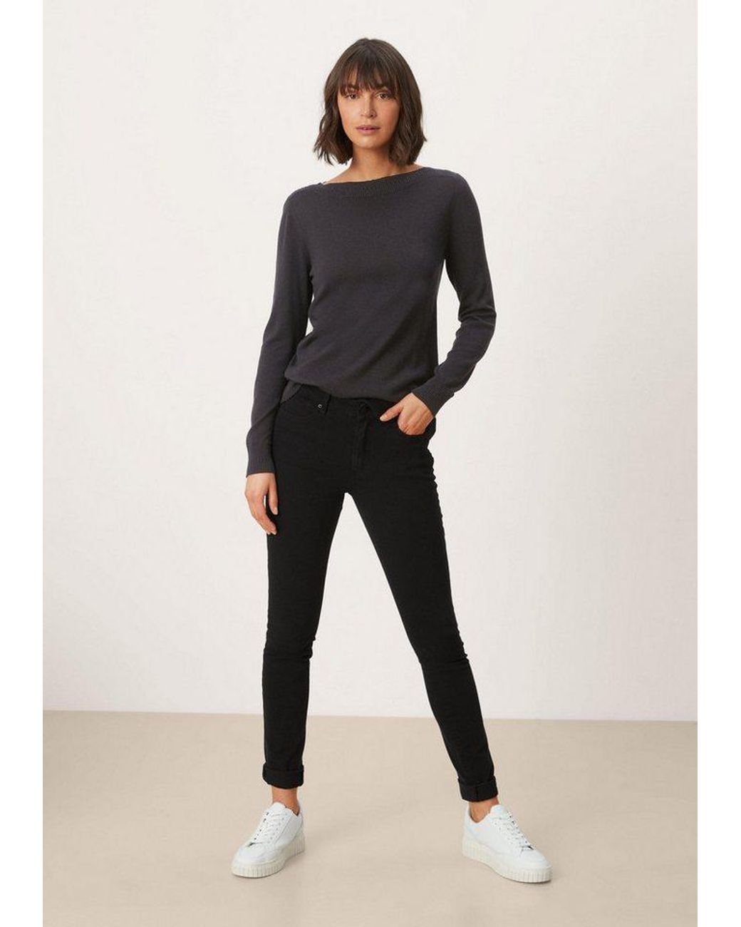 S.oliver Blue Longpullover Strickpullover Pullover Mit U-Boot-Ausschnitt