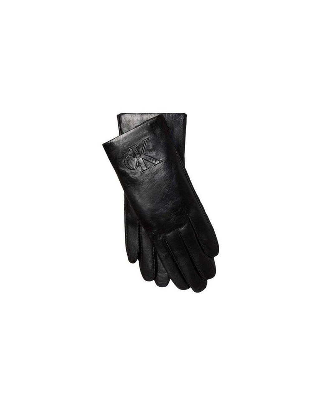 Calvin Klein Black Lederhandschuhe Regular Fit Mit Markenlogo