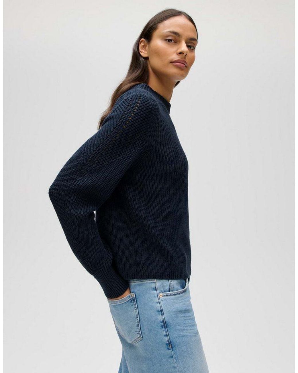 Opus Blue Strickpullover Strickpullover Aus Baumwolle Regular Fit
