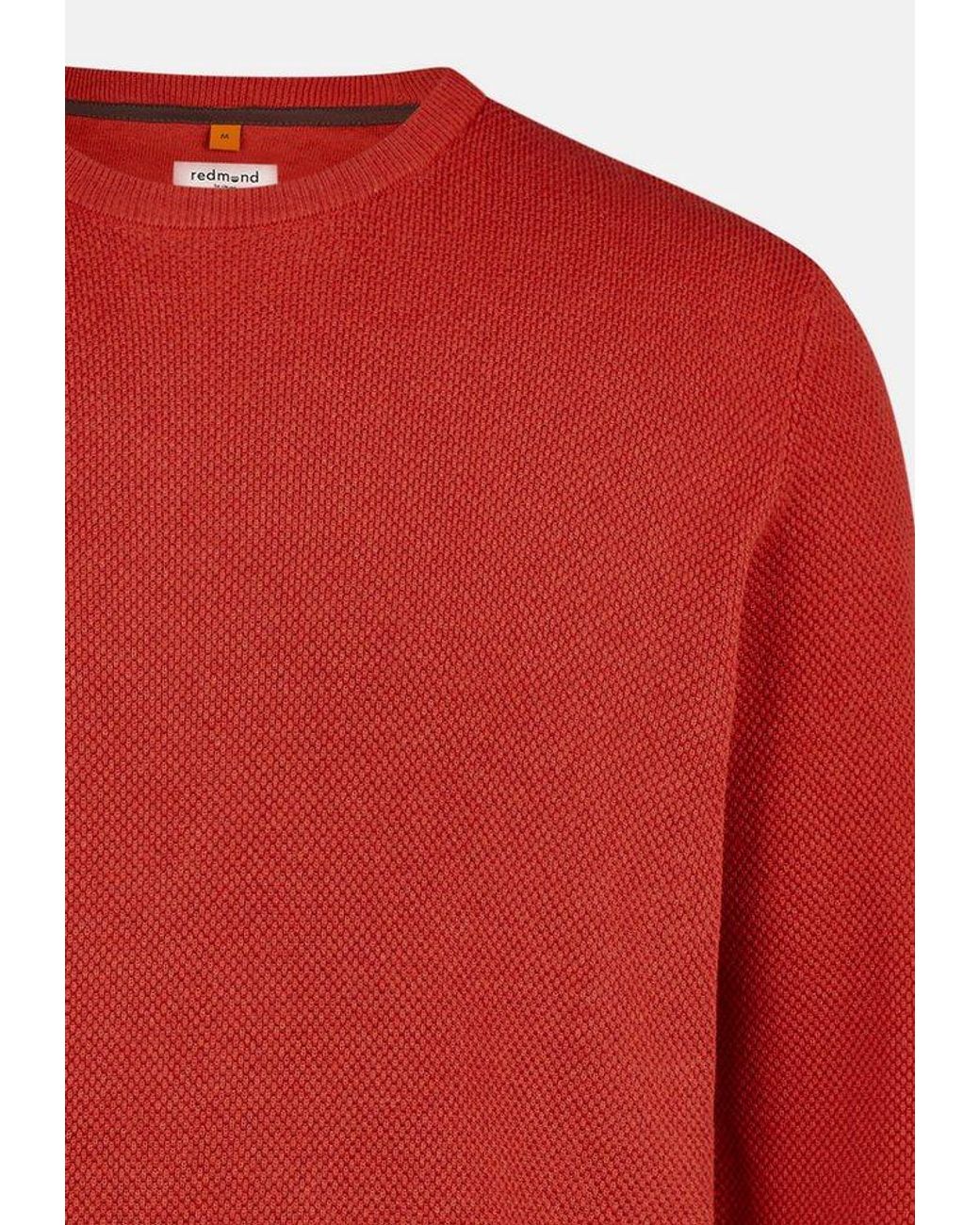 Redmond Rundhalspullover Basic (1-Tlg) Pullover in Red für Herren