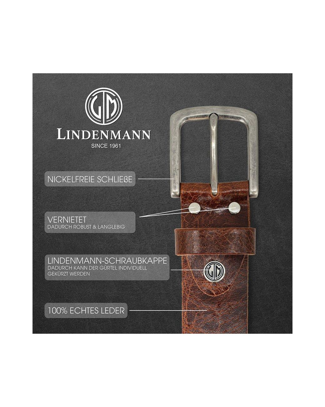 Lindenmann Ledergürtel in Brown für Herren
