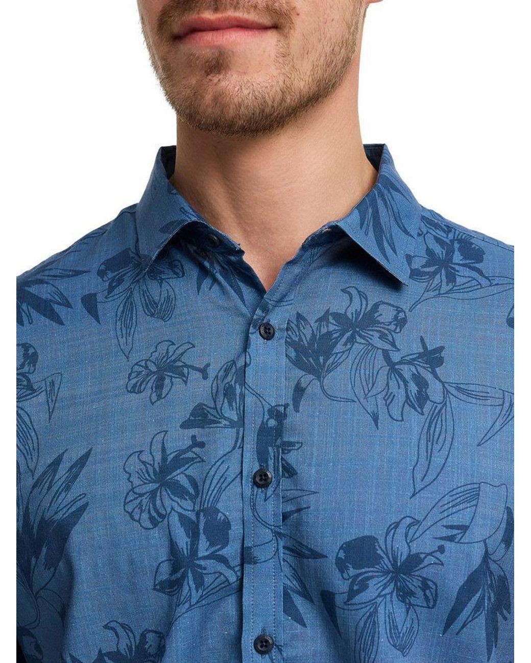 INDICODE Kurzarmhemd Inbloomer in Blue für Herren