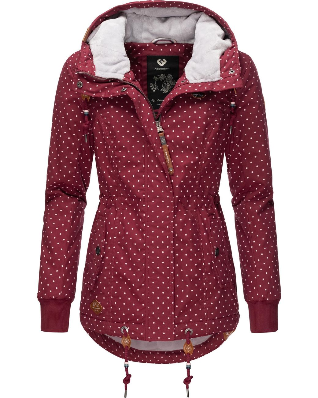 Dots mit | DE Winter stylische Intl. Outdoorjacke in Kapuze Rot Danka Lyst Winterjacke Ragwear
