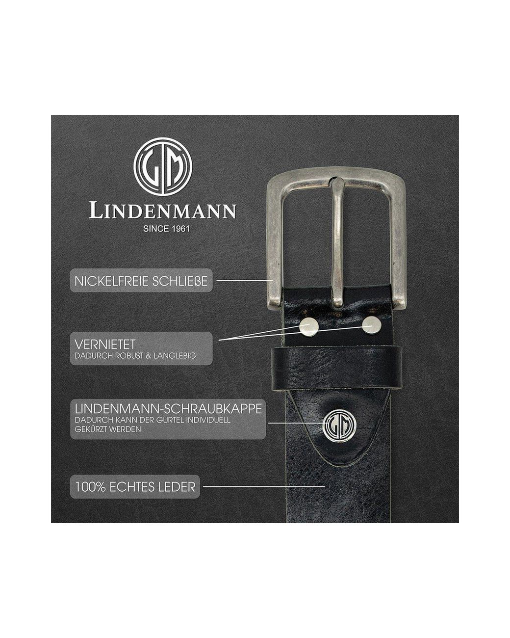 Lindenmann Ledergürtel in Black für Herren