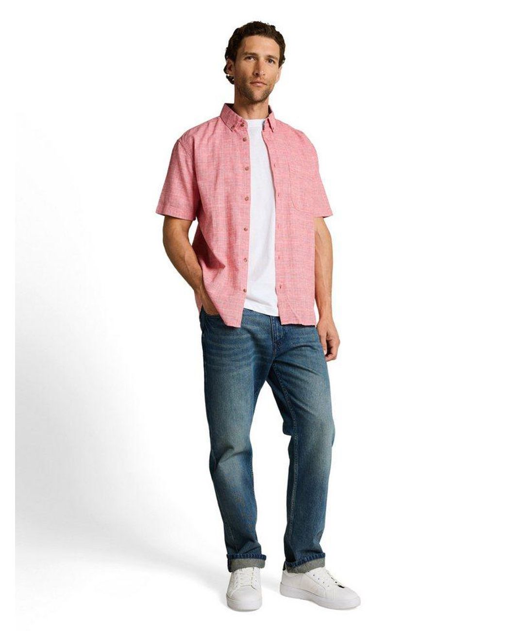 Tom Tailor Kurzarmhemd Mit Button-Down Kragen in Red für Herren