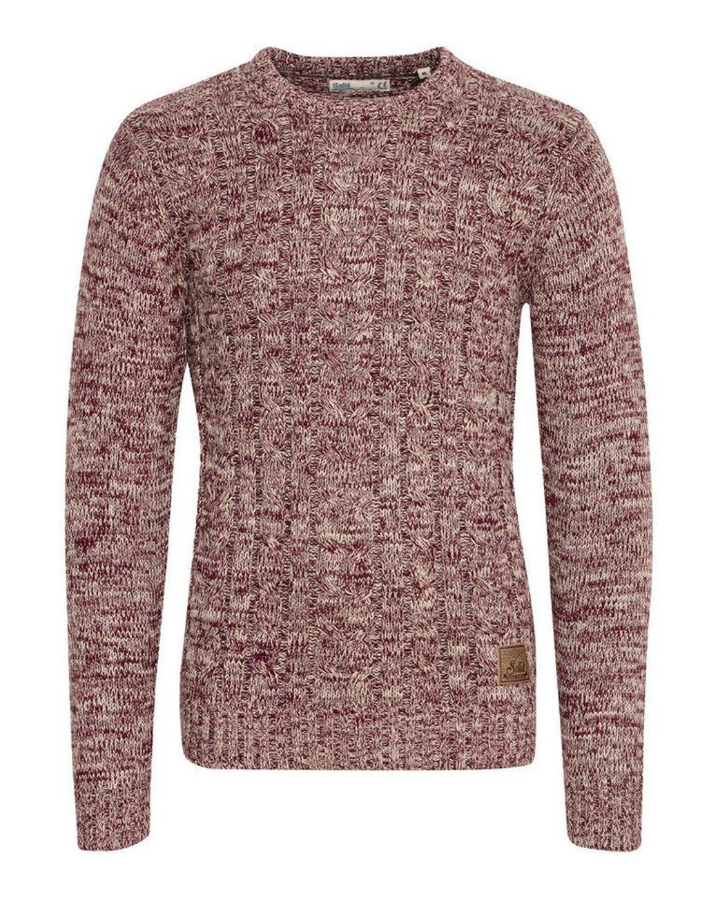 Solid Strickpullover Sdphilemon Strickpulli Mit Zopfstrickmuster in Red für Herren