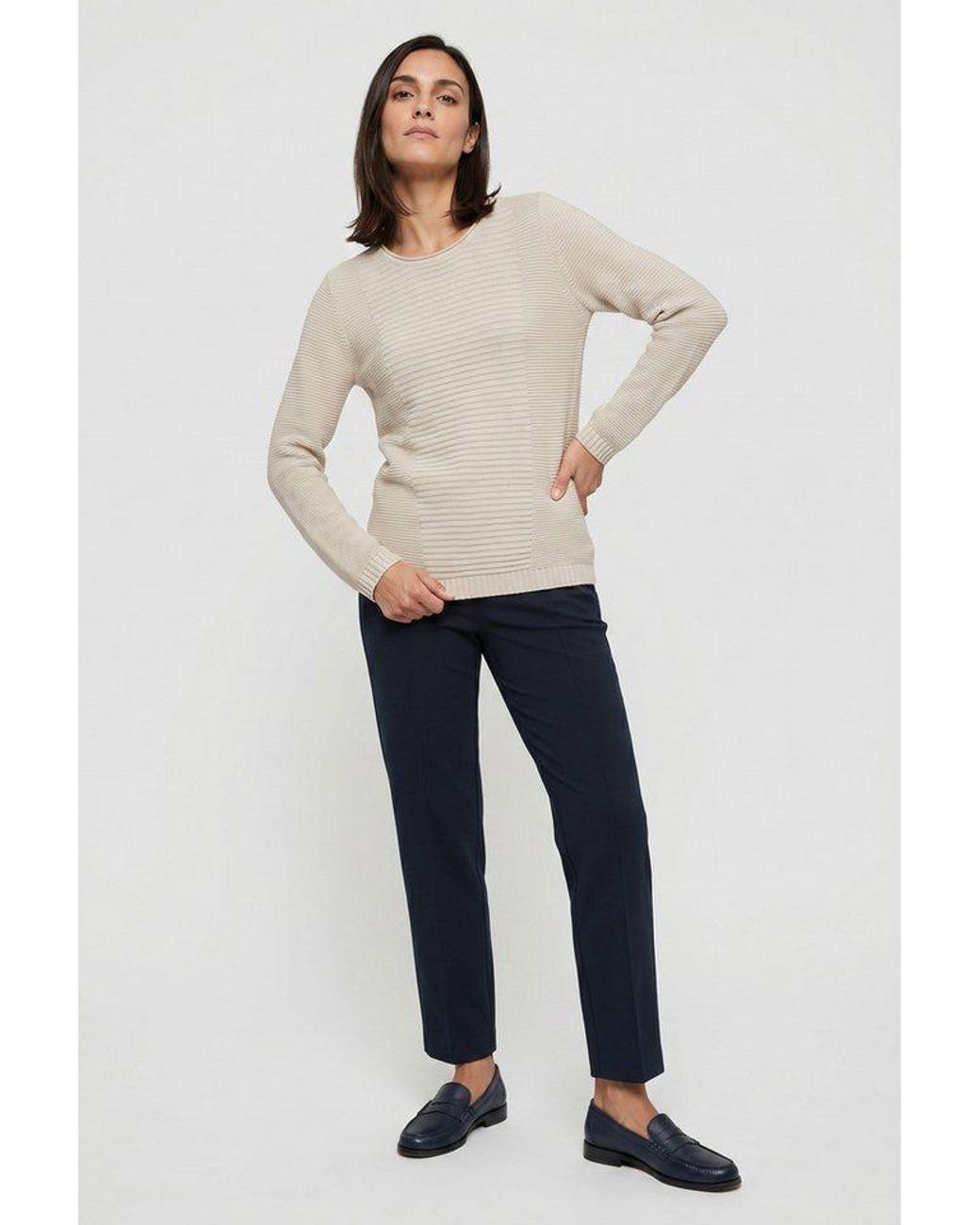 Olsen Natural Strickpullover Mit Strukturstrick