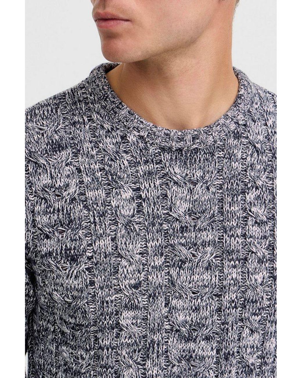 Solid Strickpullover Sdphilemon Strickpulli Mit Zopfstrickmuster in Blue für Herren