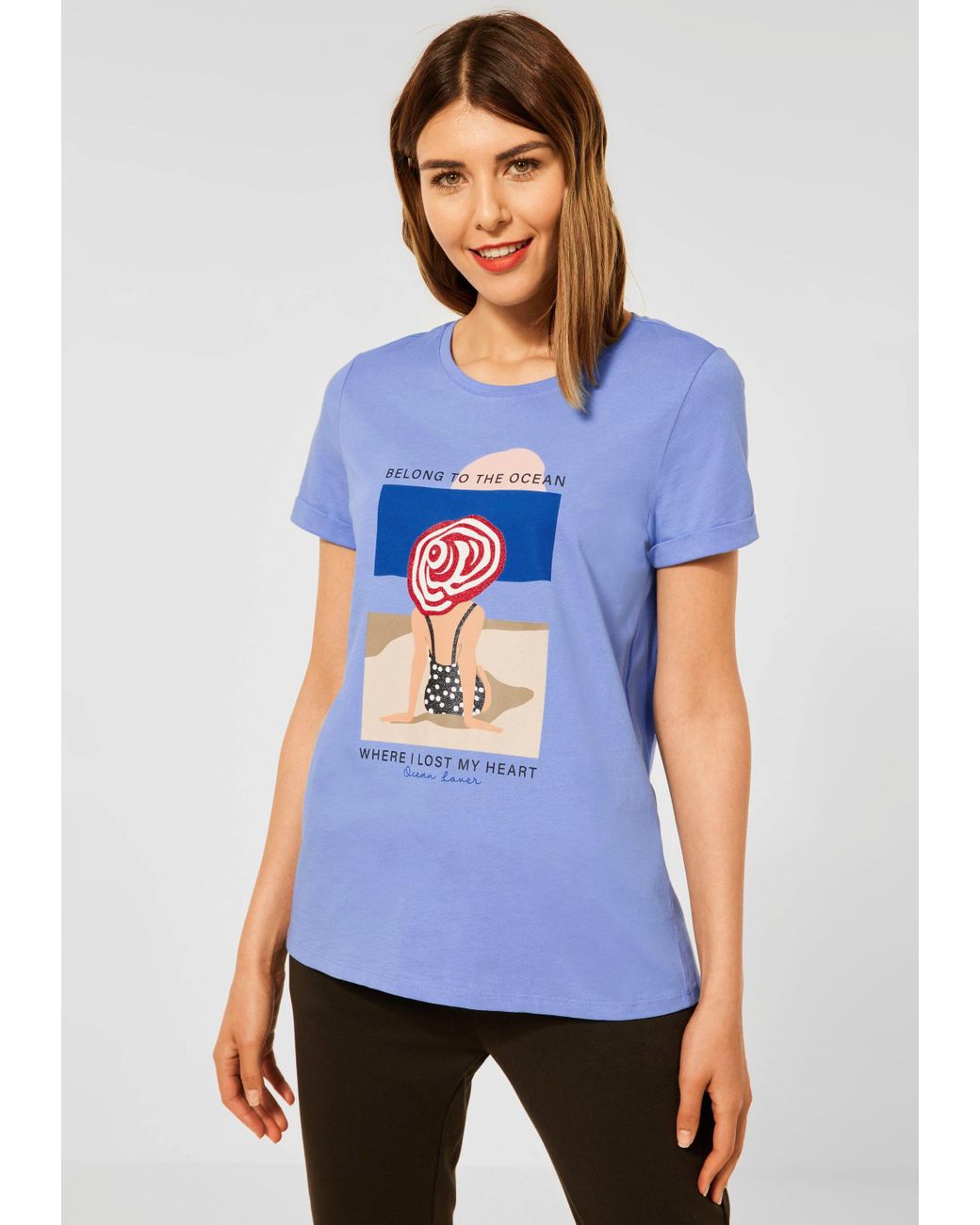 Street One T-Shirt mit femininem Part-Print in Blau | Lyst DE | T-Shirts