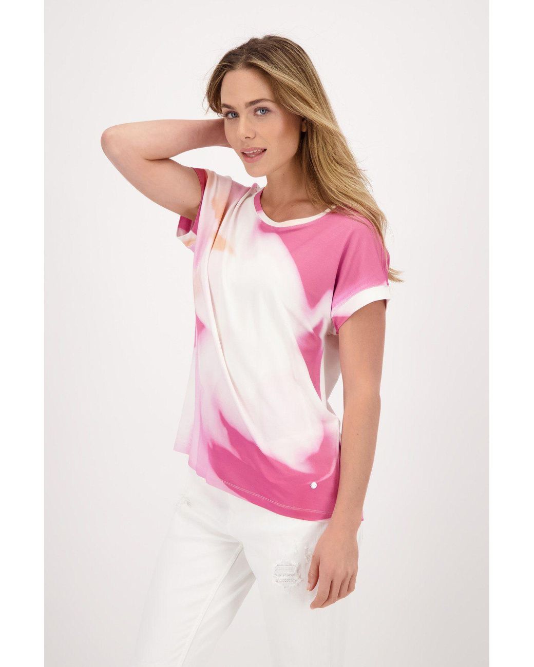 Monari T-Shirt Kurzarm Shirt mit allover Lyst print | Pink in DE