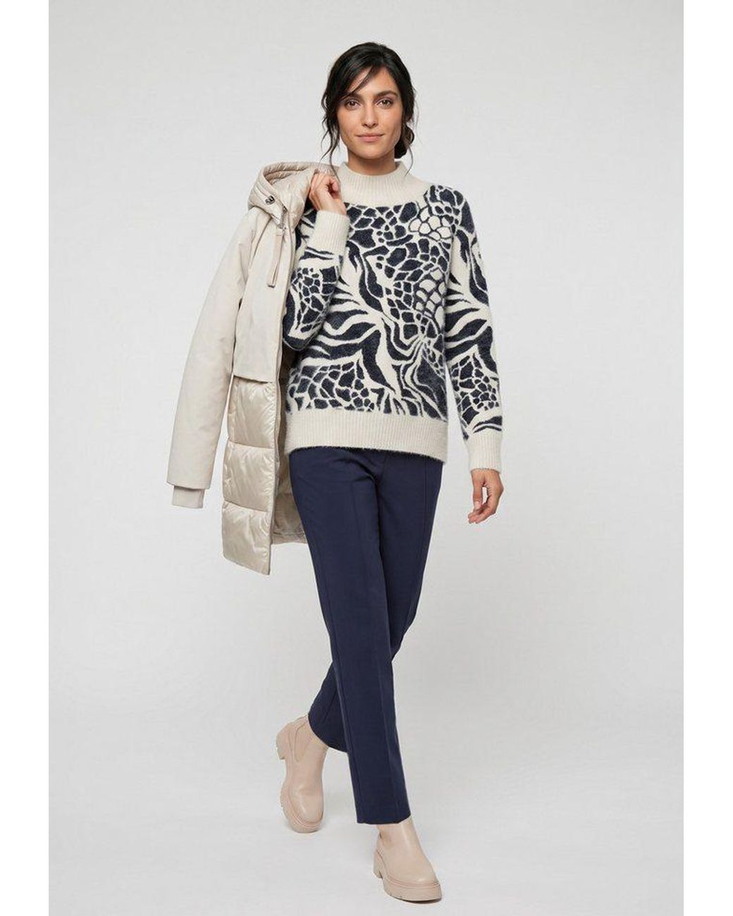 Olsen Gray Strickpullover Mit Stehkragen