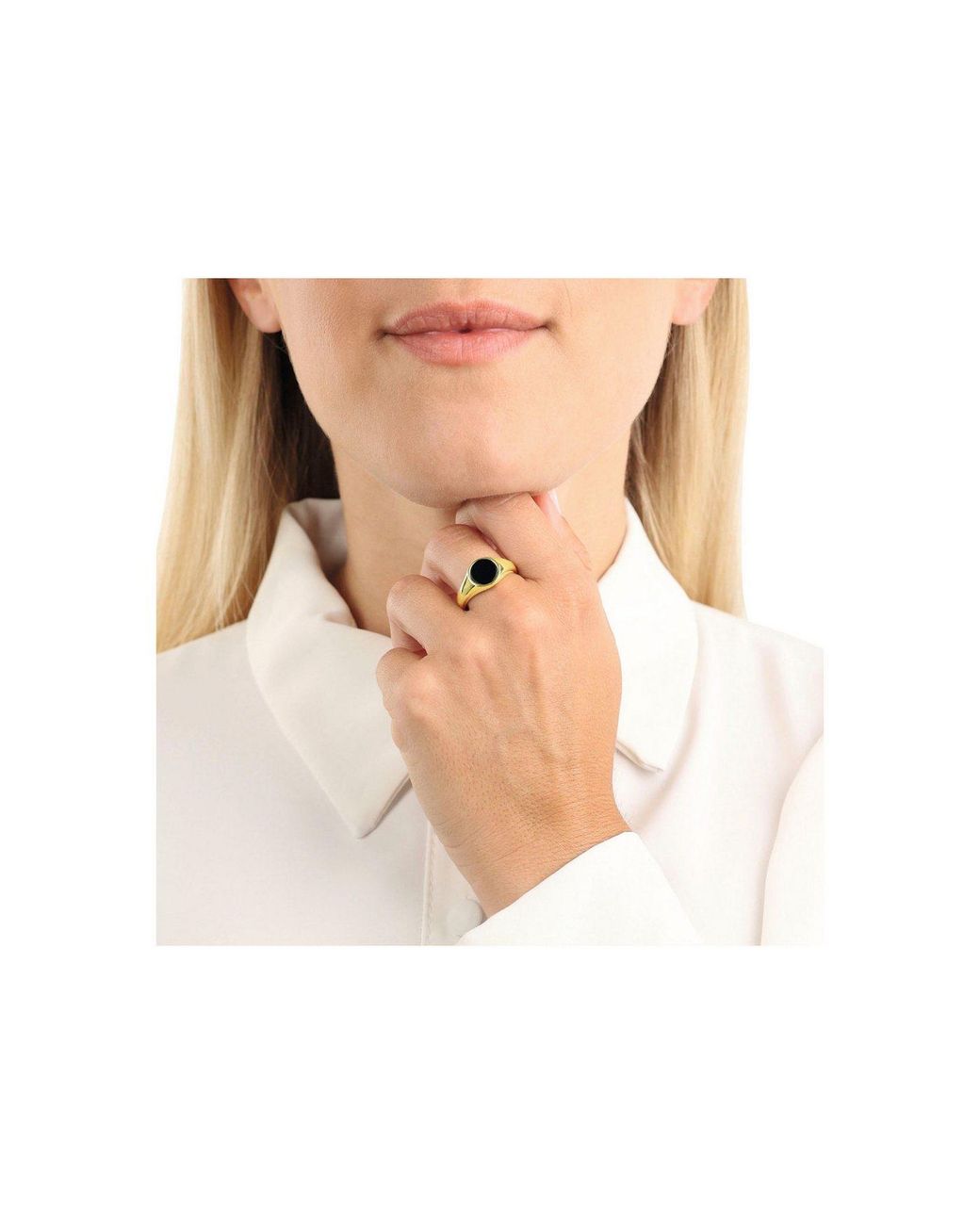 Amor Metallic Fingerring, Mit Onyx