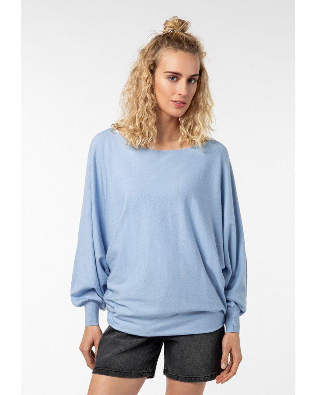 Sublevel Blue Strickpullover Strickpullover Fledermaus