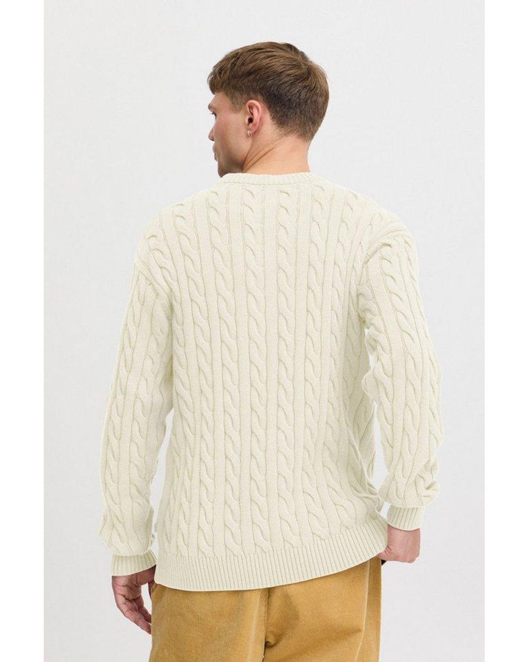 Solid Strickpullover Sdmalcolm Schöner Strickpullover Mit Zopfmuster in White für Herren