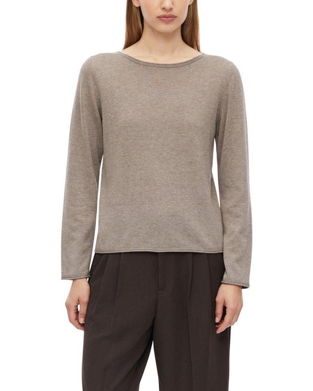 S.oliver Gray Strickpullover Mit U-Boot-Ausschnitt